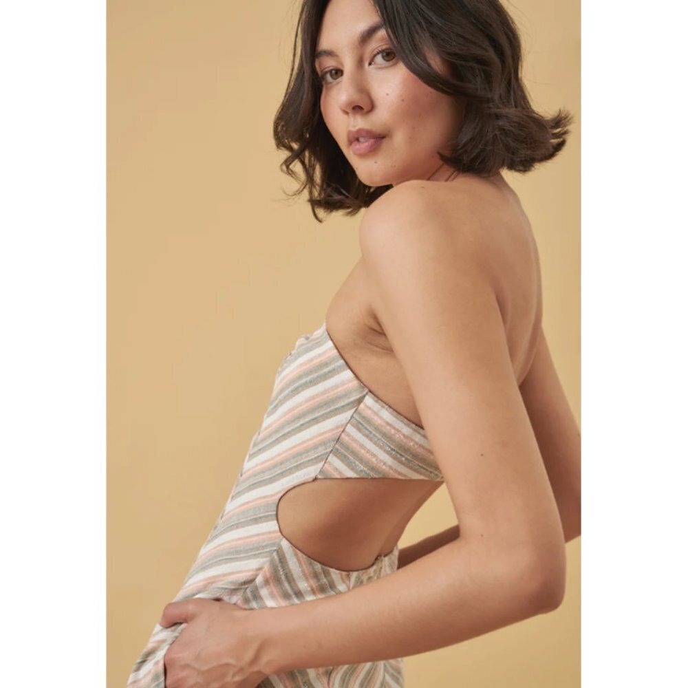 MON RENN EUPHORIA STRAPLESS DRESS - CHEVRON STRIPE - Picture 7 of 7